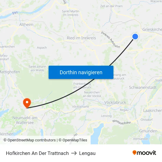 Hofkirchen An Der Trattnach to Lengau map