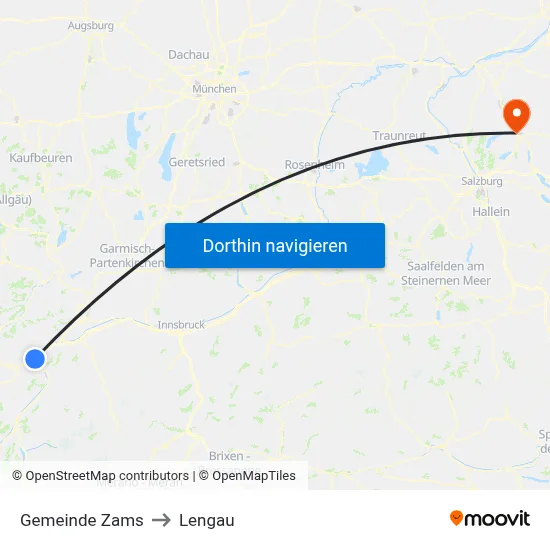 Gemeinde Zams to Lengau map