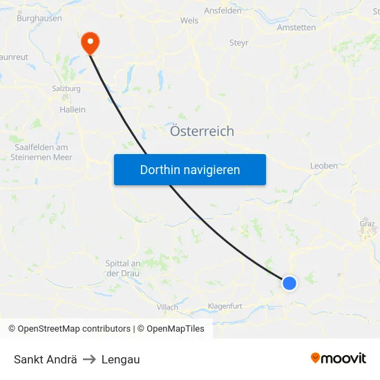 Sankt Andrä to Lengau map