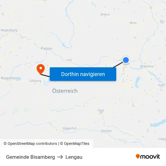 Gemeinde Bisamberg to Lengau map