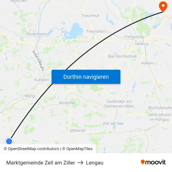 Marktgemeinde Zell am Ziller to Lengau map