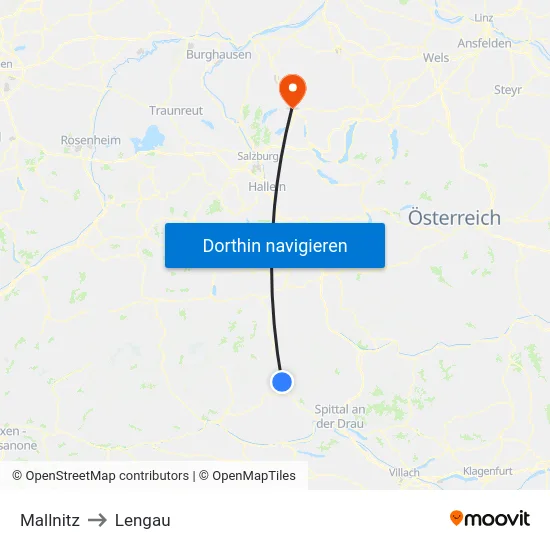 Mallnitz to Lengau map