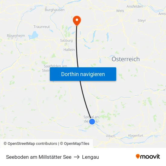 Seeboden am Millstätter See to Lengau map