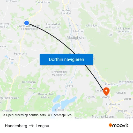 Handenberg to Lengau map