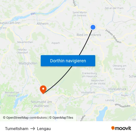 Tumeltsham to Lengau map