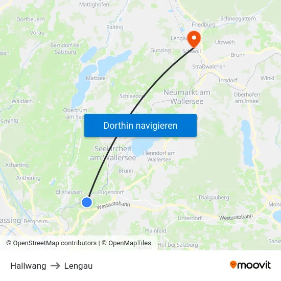 Hallwang to Lengau map