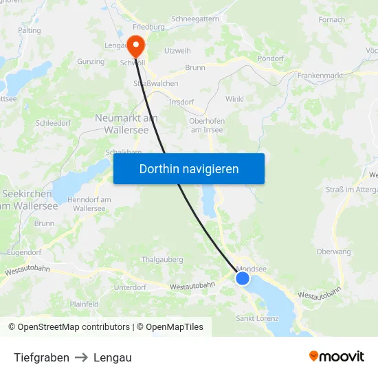 Tiefgraben to Lengau map
