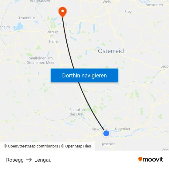 Rosegg to Lengau map