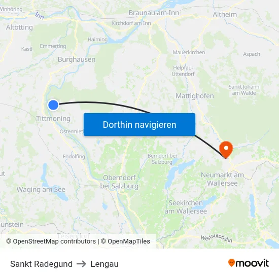 Sankt Radegund to Lengau map