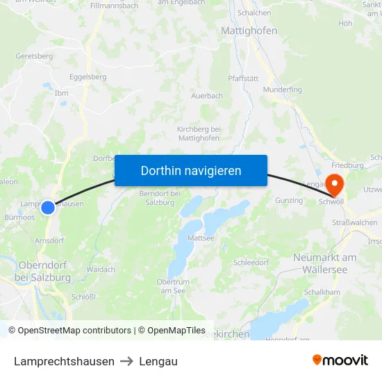 Lamprechtshausen to Lengau map