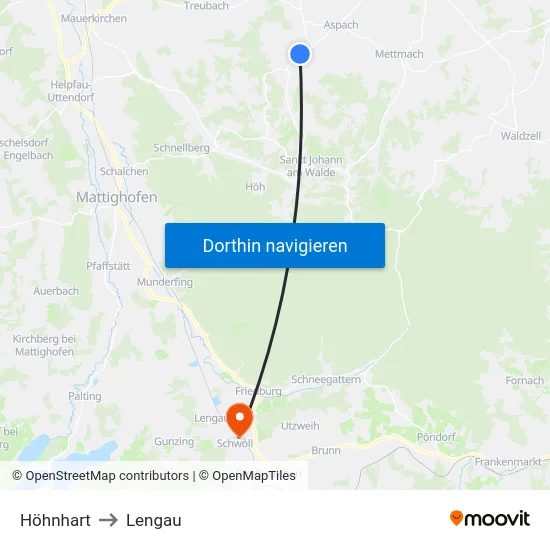 Höhnhart to Lengau map