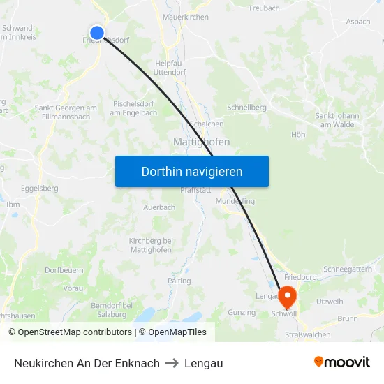 Neukirchen An Der Enknach to Lengau map