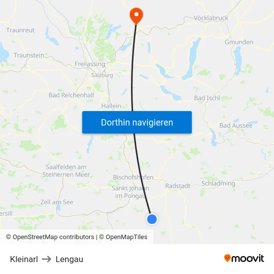 Kleinarl to Lengau map