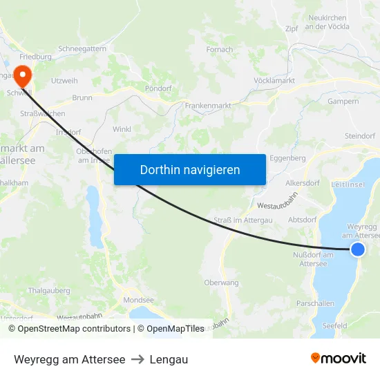 Weyregg am Attersee to Lengau map