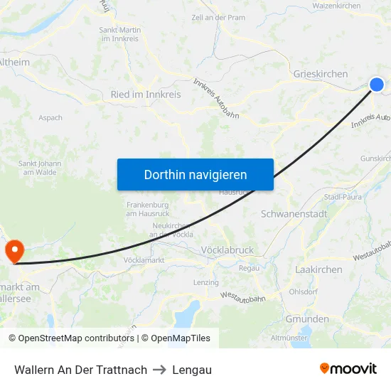 Wallern An Der Trattnach to Lengau map