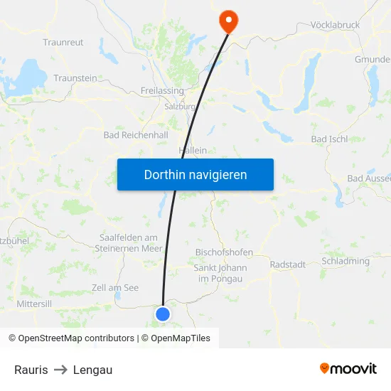 Rauris to Lengau map