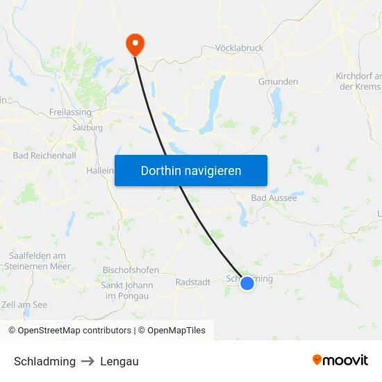 Schladming to Lengau map