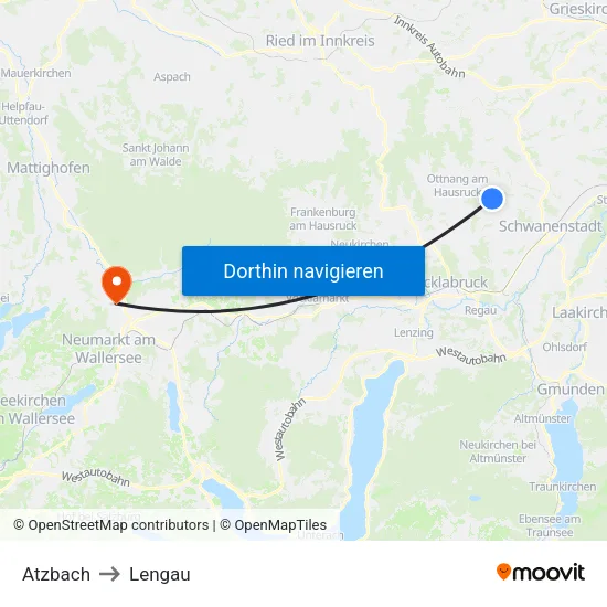 Atzbach to Lengau map