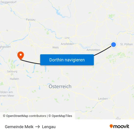 Gemeinde Melk to Lengau map