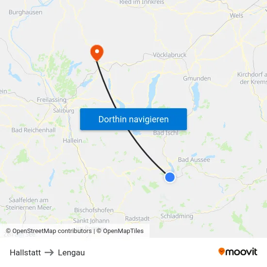 Hallstatt to Lengau map