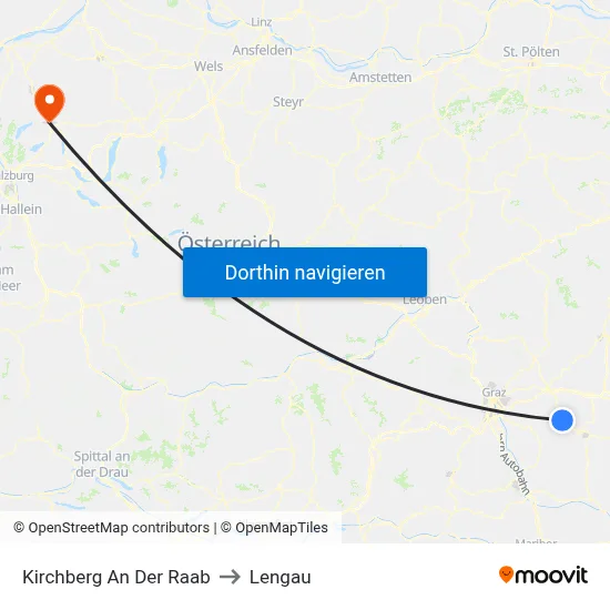 Kirchberg An Der Raab to Lengau map