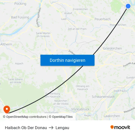 Haibach Ob Der Donau to Lengau map