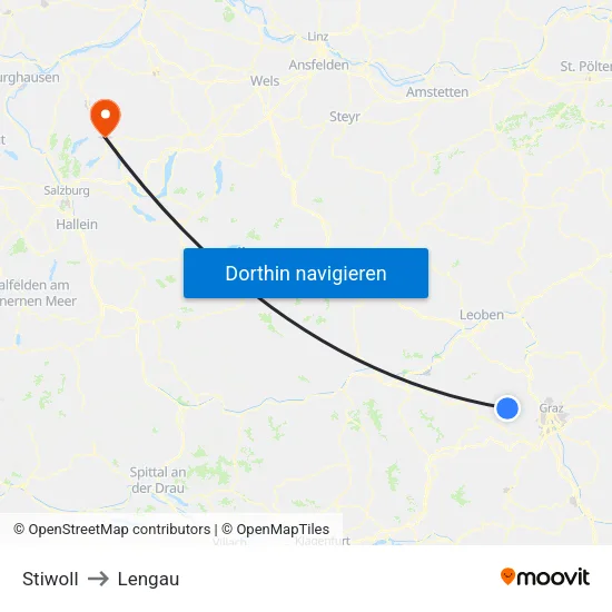 Stiwoll to Lengau map