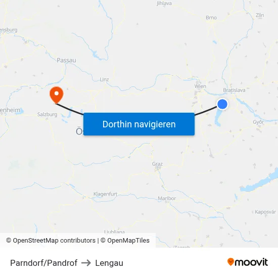 Parndorf/Pandrof to Lengau map