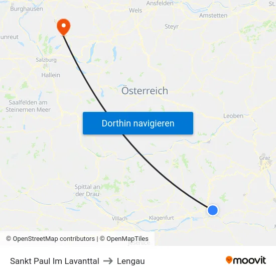 Sankt Paul Im Lavanttal to Lengau map
