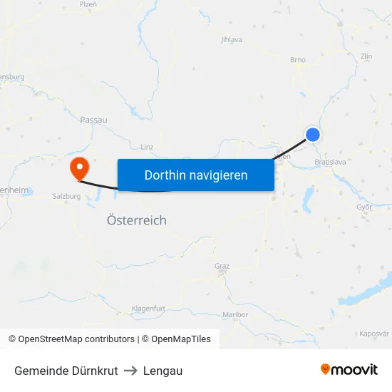 Gemeinde Dürnkrut to Lengau map