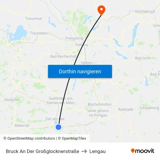 Bruck An Der Großglocknerstraße to Lengau map