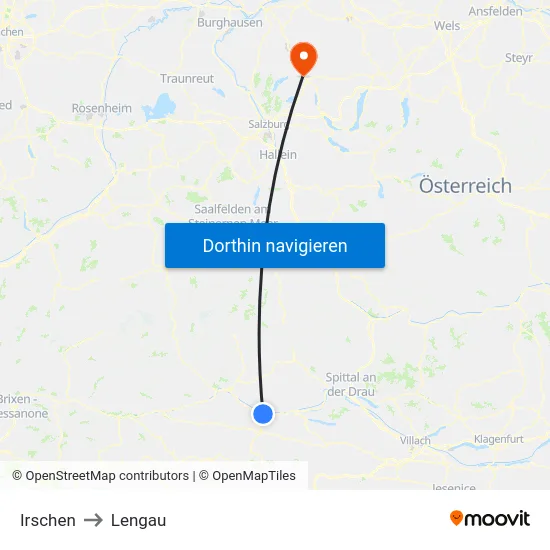 Irschen to Lengau map