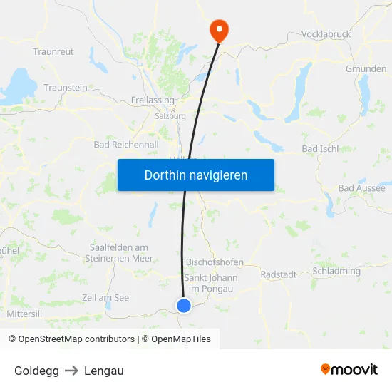 Goldegg to Lengau map