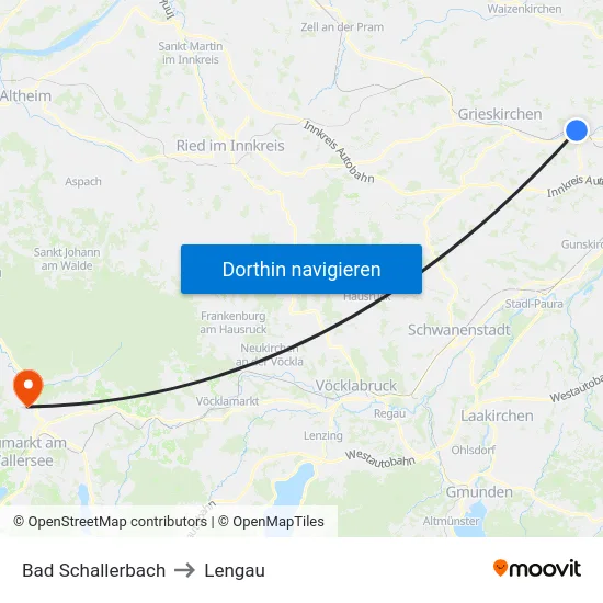 Bad Schallerbach to Lengau map