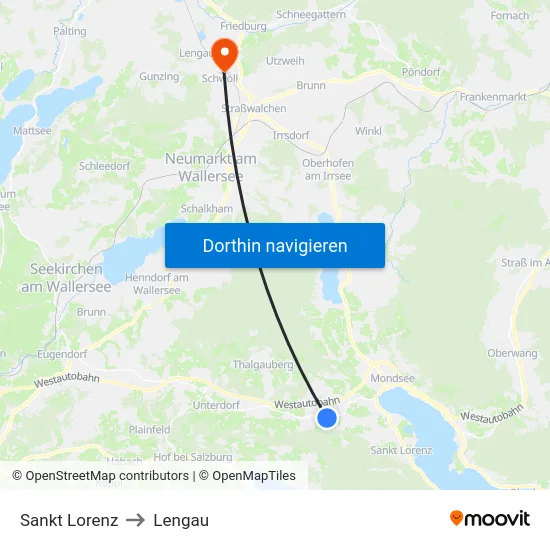 Sankt Lorenz to Lengau map