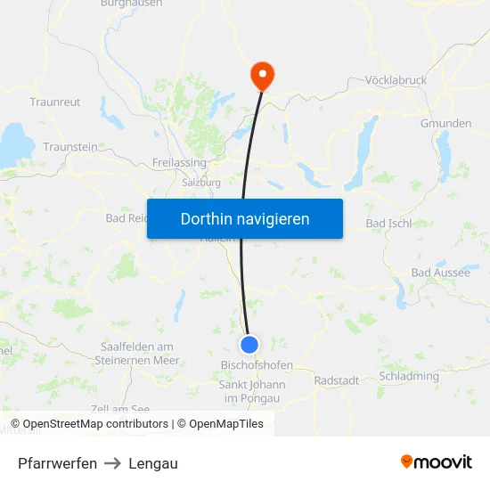 Pfarrwerfen to Lengau map