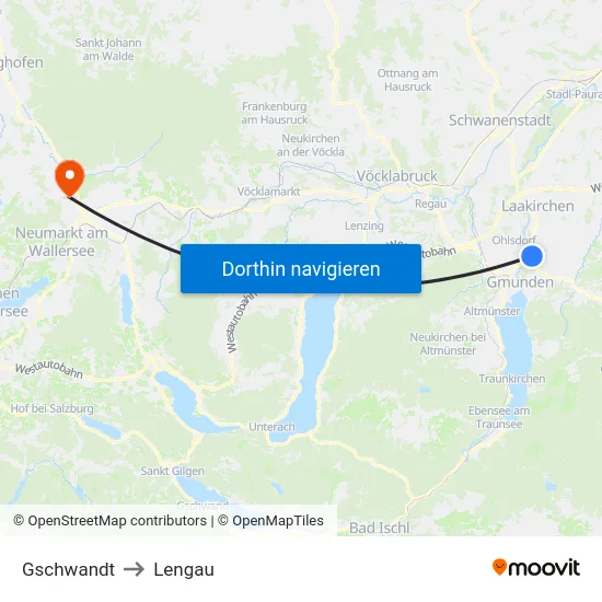 Gschwandt to Lengau map