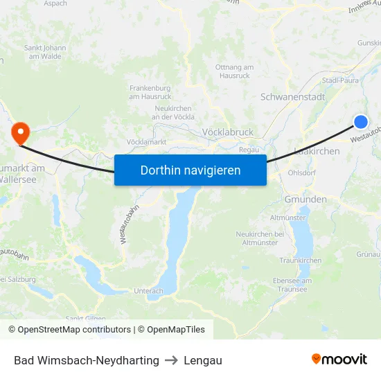 Bad Wimsbach-Neydharting to Lengau map