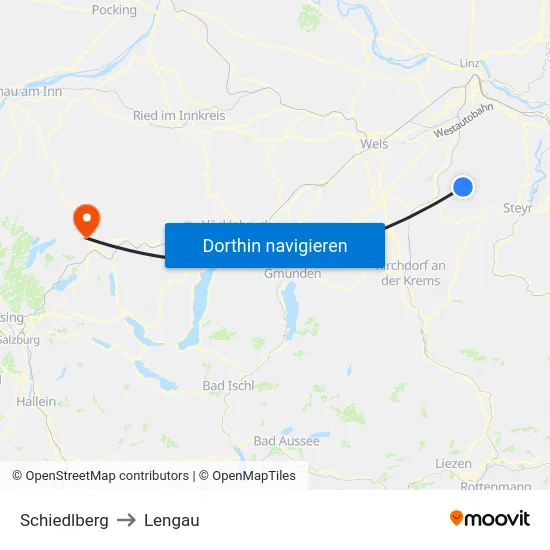 Schiedlberg to Lengau map