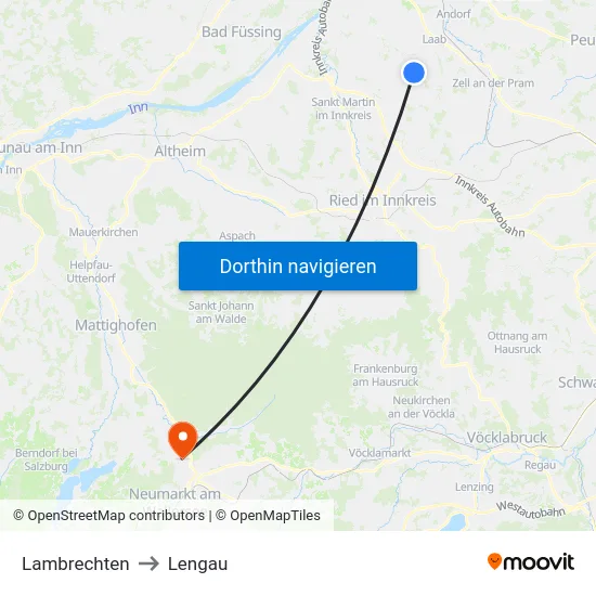 Lambrechten to Lengau map