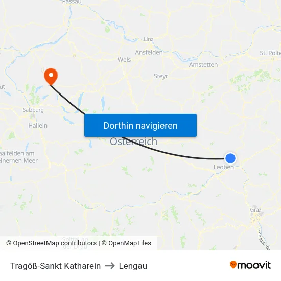 Tragöß-Sankt Katharein to Lengau map
