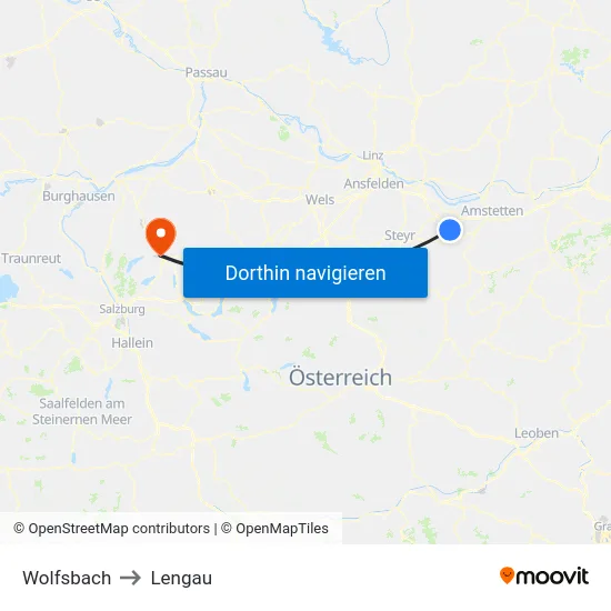 Wolfsbach to Lengau map