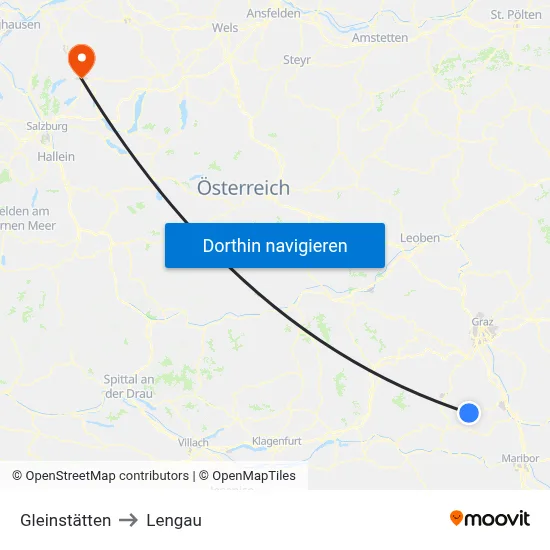 Gleinstätten to Lengau map