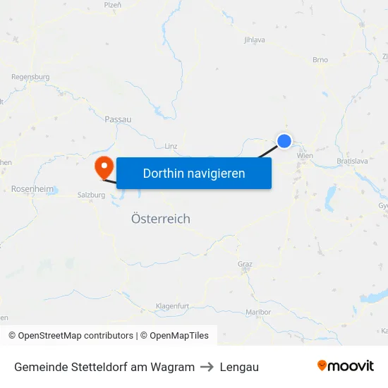 Gemeinde Stetteldorf am Wagram to Lengau map
