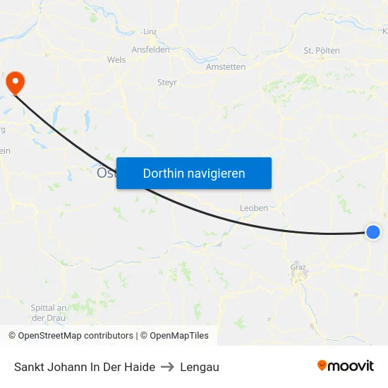 Sankt Johann In Der Haide to Lengau map