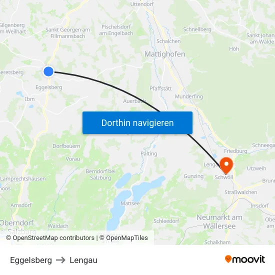 Eggelsberg to Lengau map