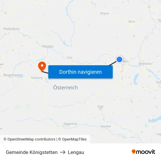 Gemeinde Königstetten to Lengau map