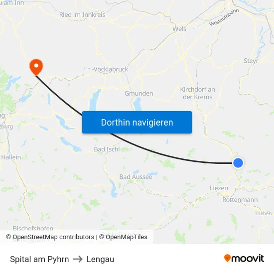 Spital am Pyhrn to Lengau map