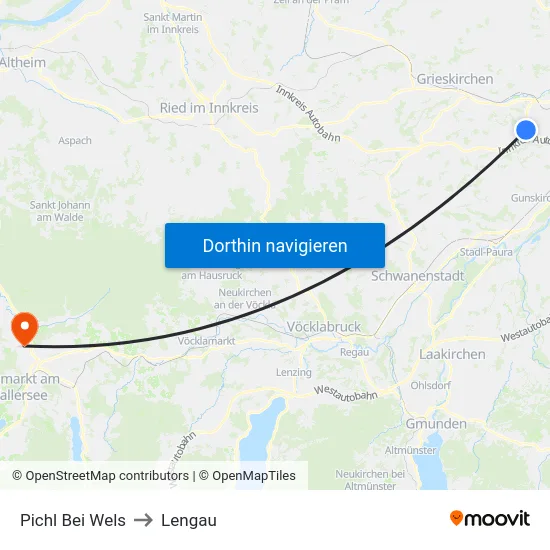 Pichl Bei Wels to Lengau map