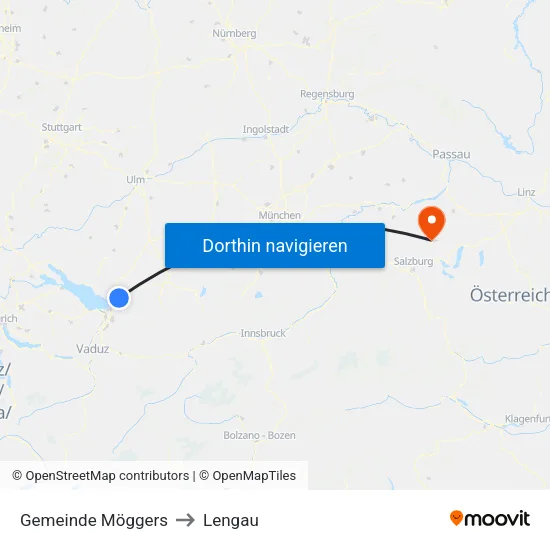 Gemeinde Möggers to Lengau map